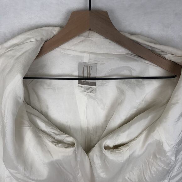 CW‎ CLIFFORD & WILLS Petites 100% Linen Jacket Sz 10P White Academia Office - Picture 12 of 15